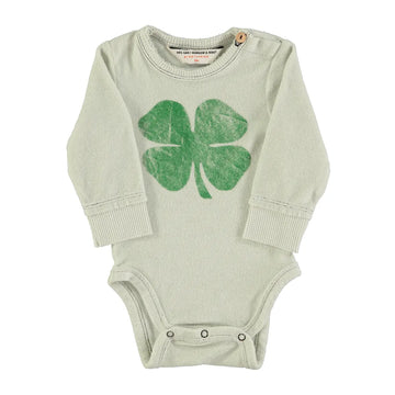 Body met lange mouwen - Grijs met klaverprint